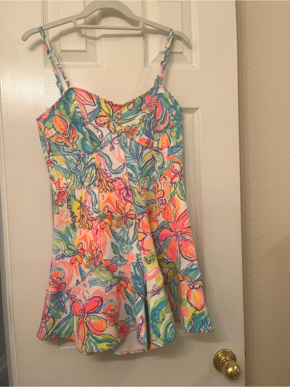 Lilly Pulitzer Floral Romper in Pink, Blue, Green, Orange. Like New, size 2